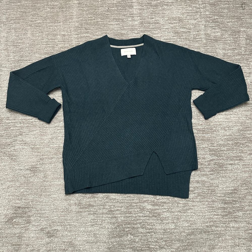 Brochu Walker Sweater Womens Large Green Asymmetrical Hem Wool Cashmere Blend